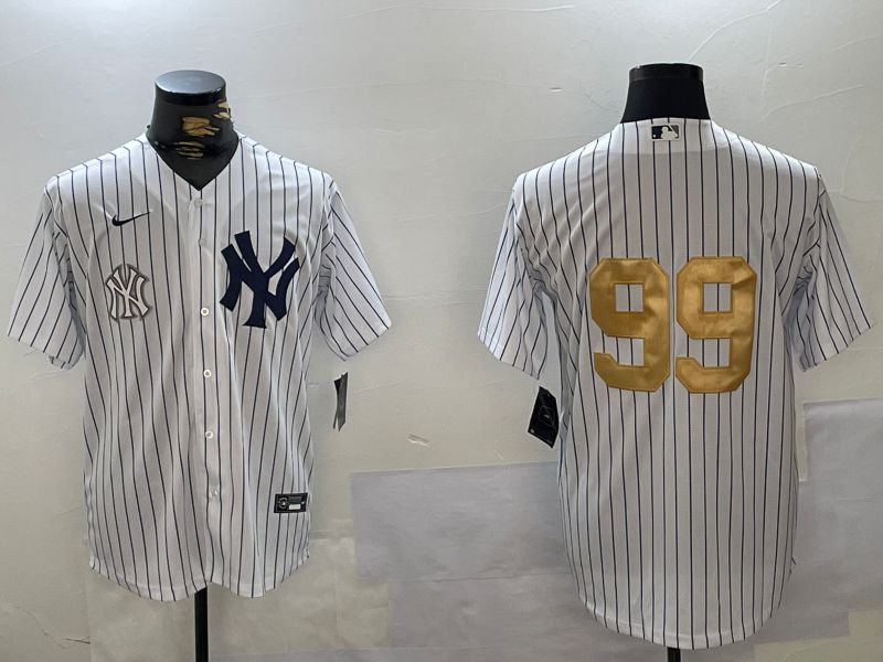 Men New York Yankees 99 Judge White Stripe Fashion Nike 2024 MLB Jersey style 12